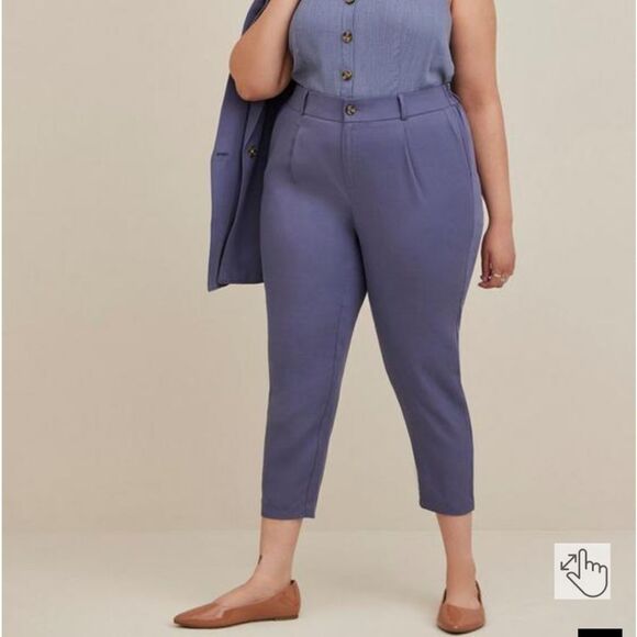 Torrid Slim Taper Stretch Linen Blend Mid-Rise Pant - Picture 1 of 3